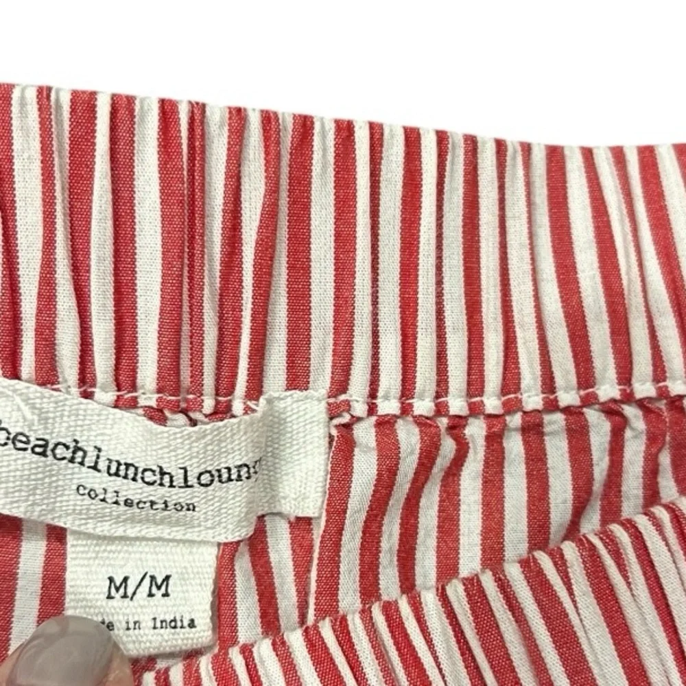 Beach Lunch Lounge Red White‎ Boho Striped Off Shoulder Top Medium
